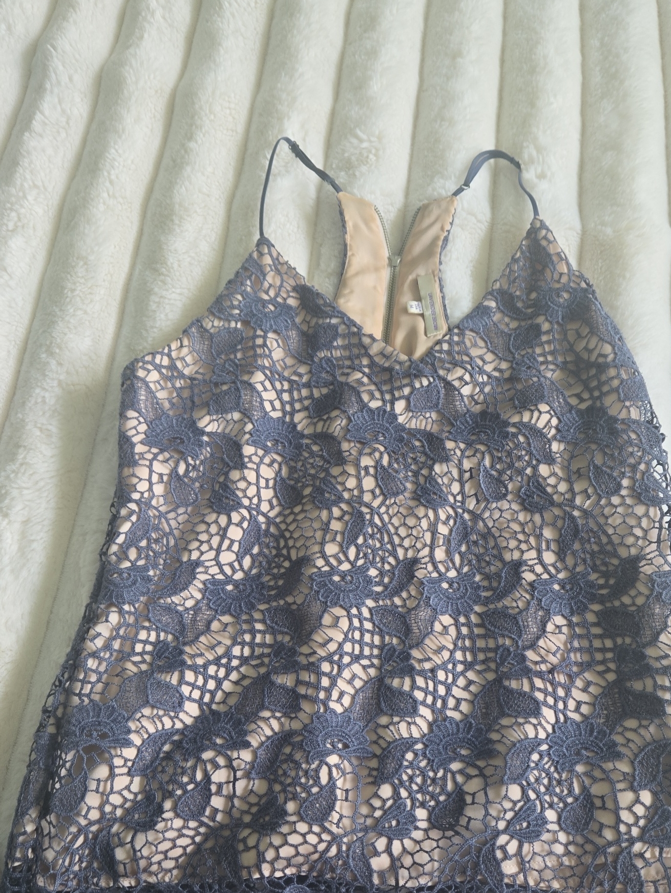 Lavender Brown Floral Lace Overlay Top